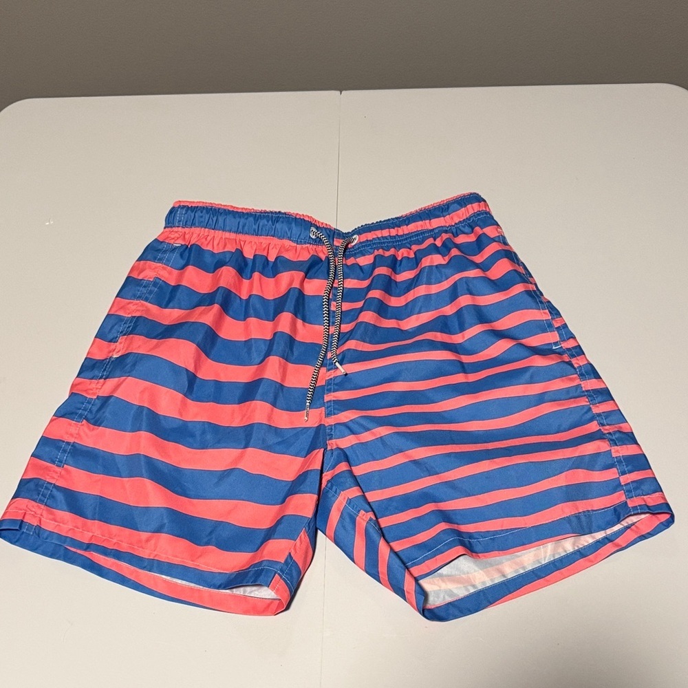 Striped Blue and Pink Swim Trunks